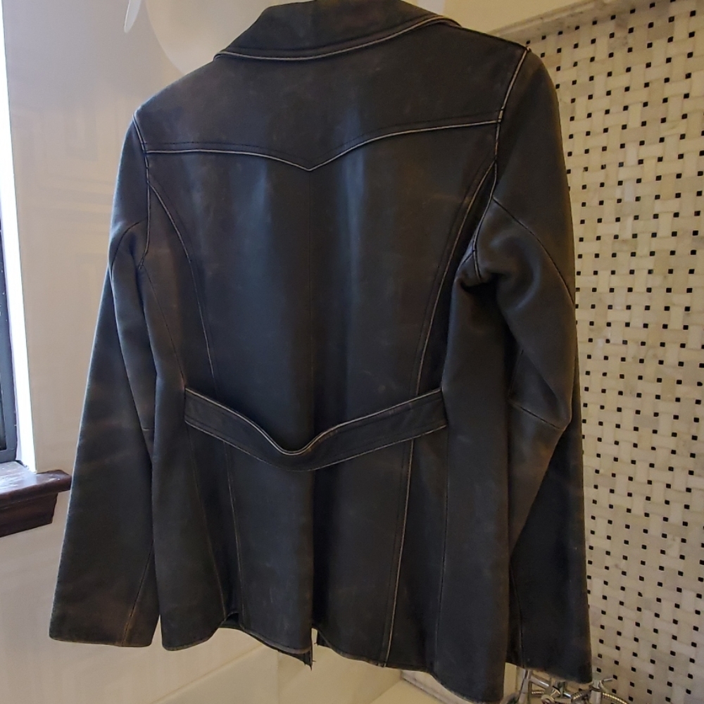 Ae Distressed Leather Jacket - image 4